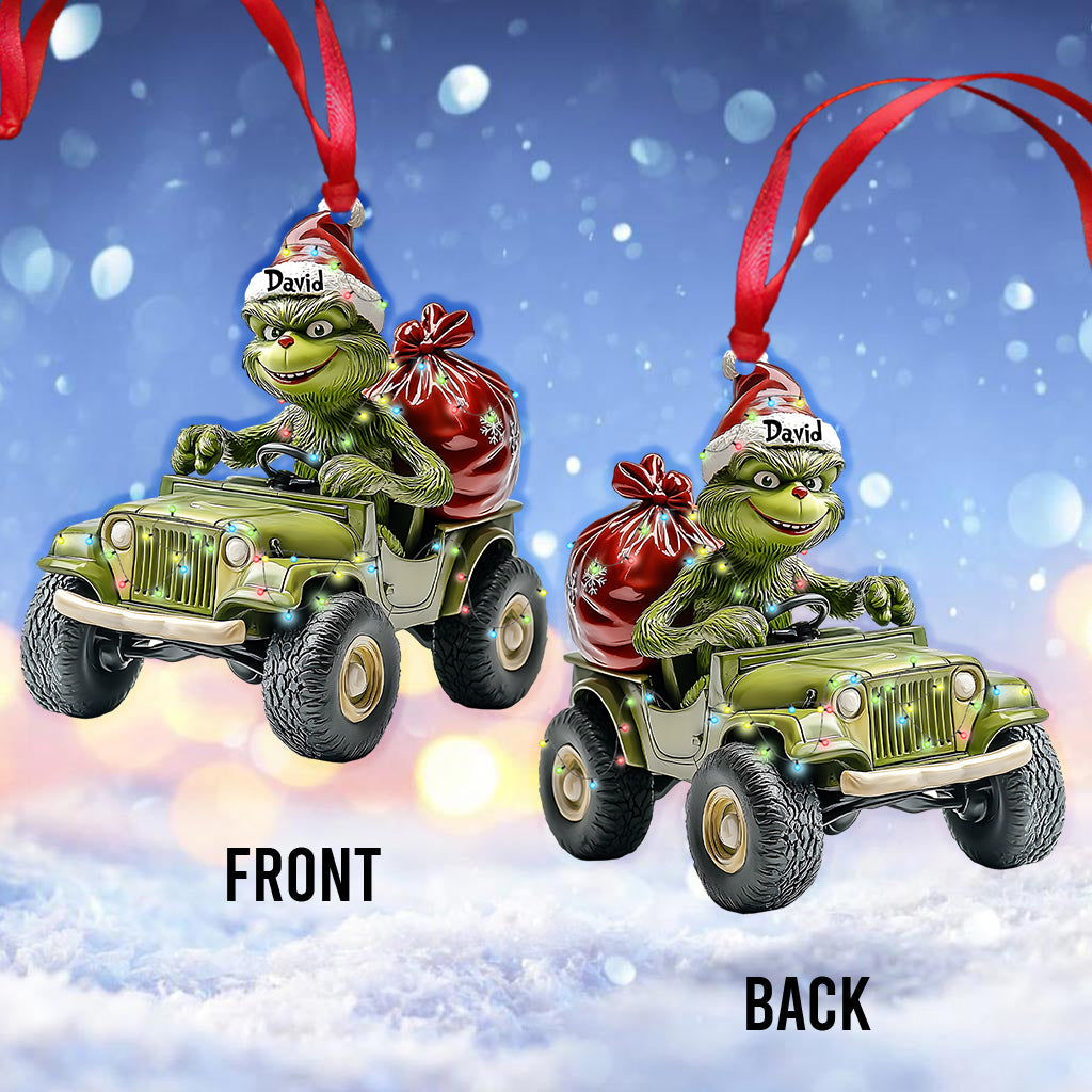 Jeep verte stole - Ornement de Noël stole personnalisé