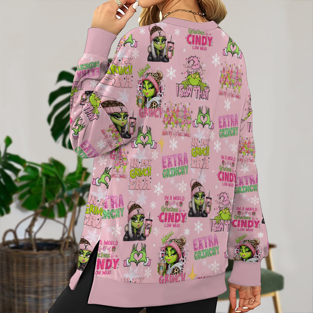 Pinky - Sweat-shirt de Noël personnalisé à ourlet fendu