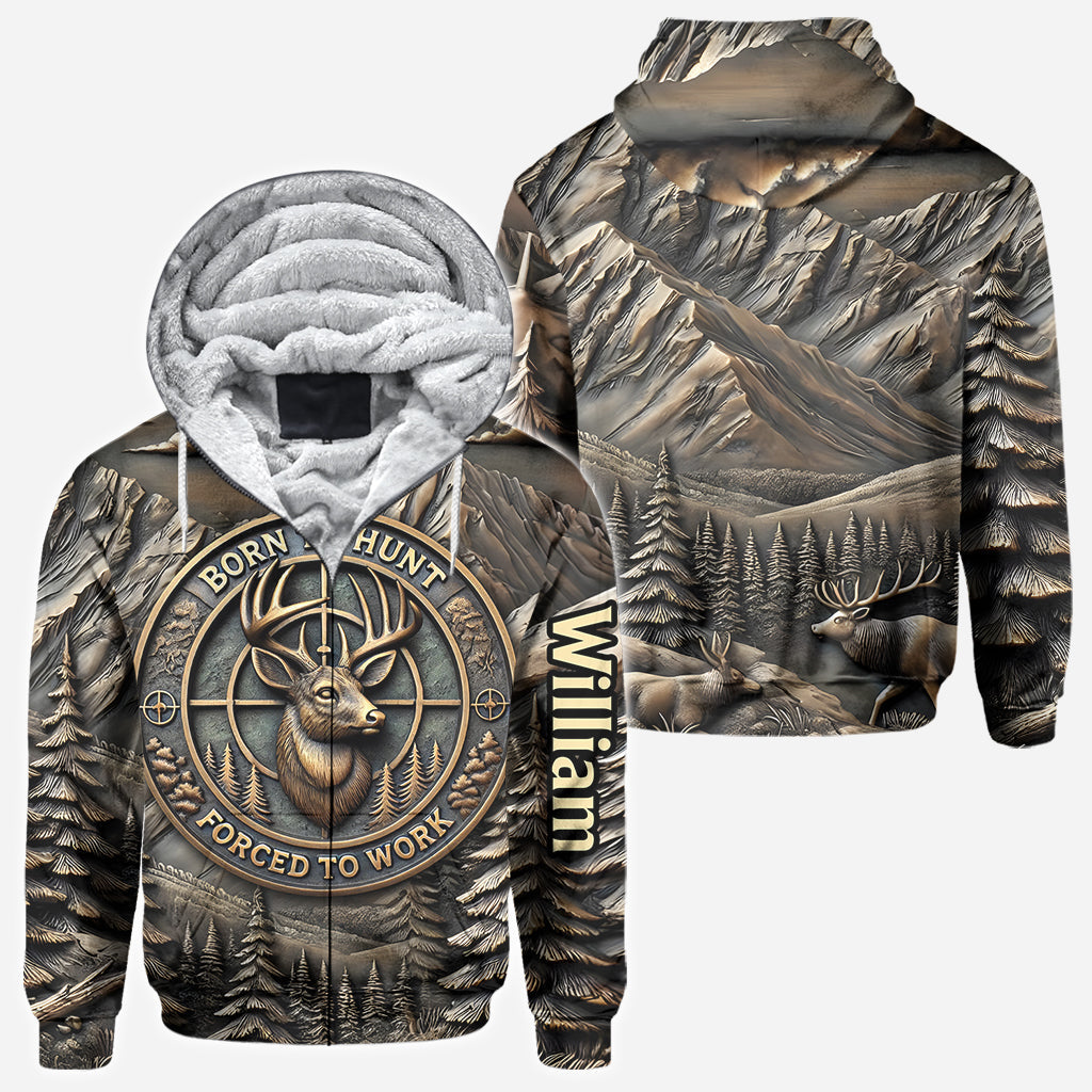 Né pour chasser, forcé de travailler - T-shirt de chasse personnalisé