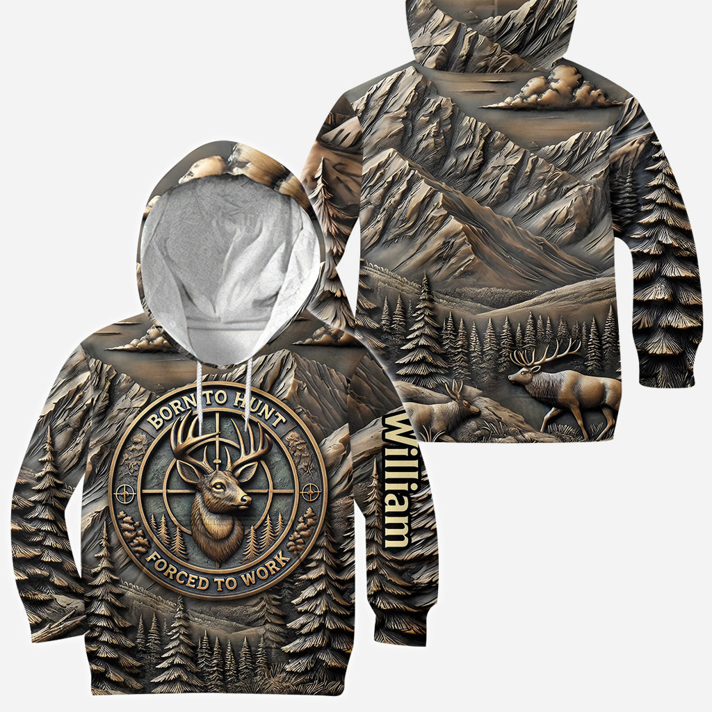 Né pour chasser, forcé de travailler - T-shirt de chasse personnalisé