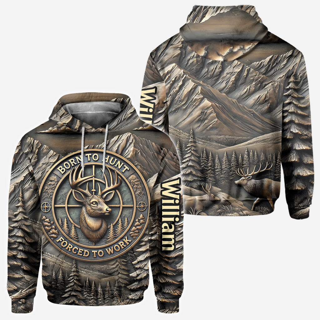 Né pour chasser, forcé de travailler - T-shirt de chasse personnalisé