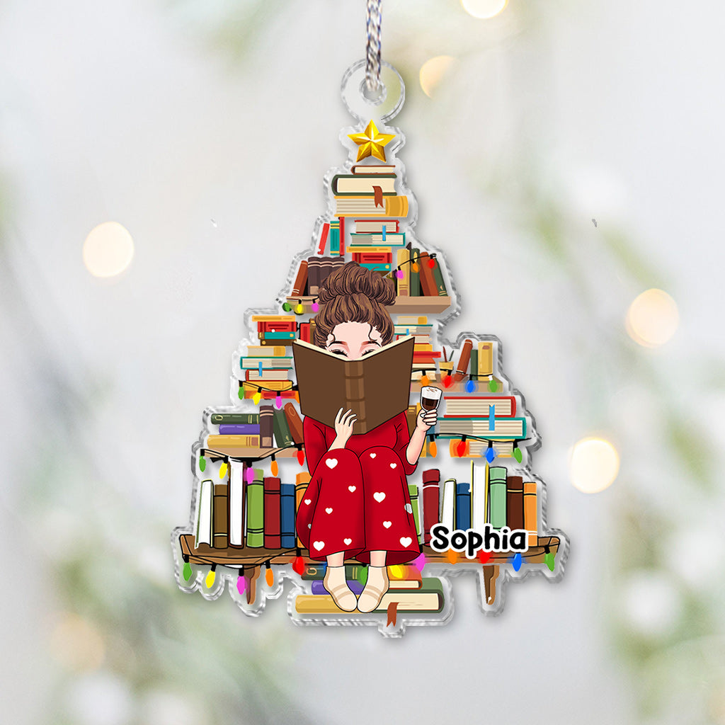 Juste une fille qui aime les livres - Ornement transparent personnalisé en forme de livre