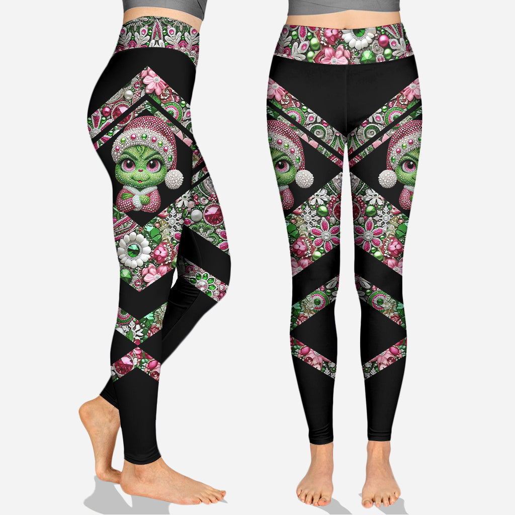 Joyeux Grinchmas ! - Sweat à capuche et legging personnalisés avec étole de Noël