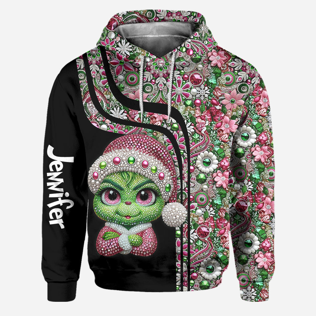 Joyeux Grinchmas ! - Sweat à capuche et legging personnalisés avec étole de Noël