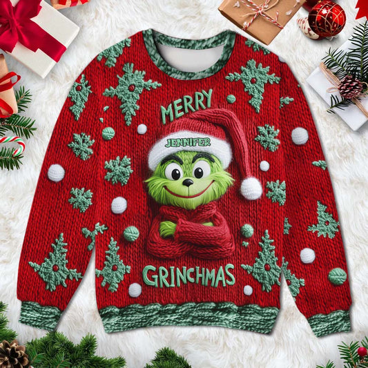 Joyeux Grinchmas - Étole de Noël personnalisée Pull moche de Noël