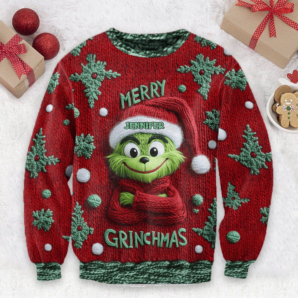 Joyeux Grinchmas - Étole de Noël personnalisée Pull moche de Noël