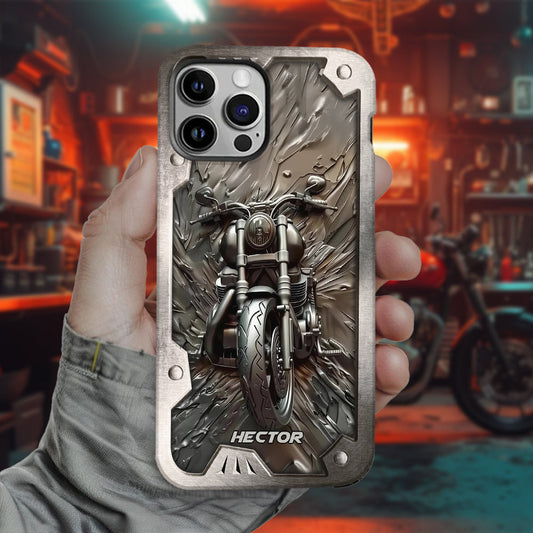 Coque de téléphone personnalisée avec motif motard vintage - Moto vintage