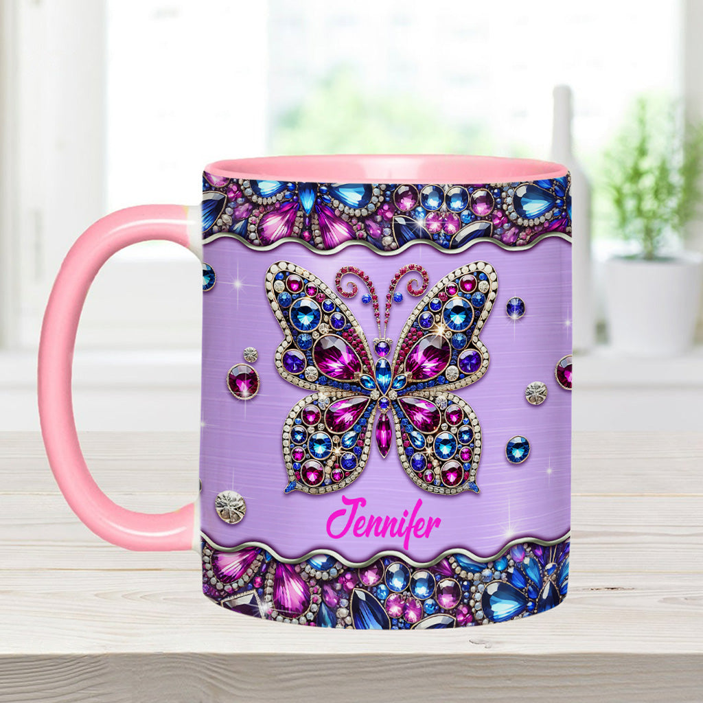 Mug personnalisé à motif papillon scintillant