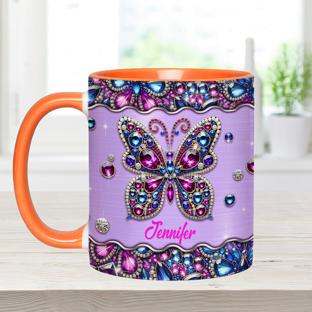 Mug personnalisé à motif papillon scintillant