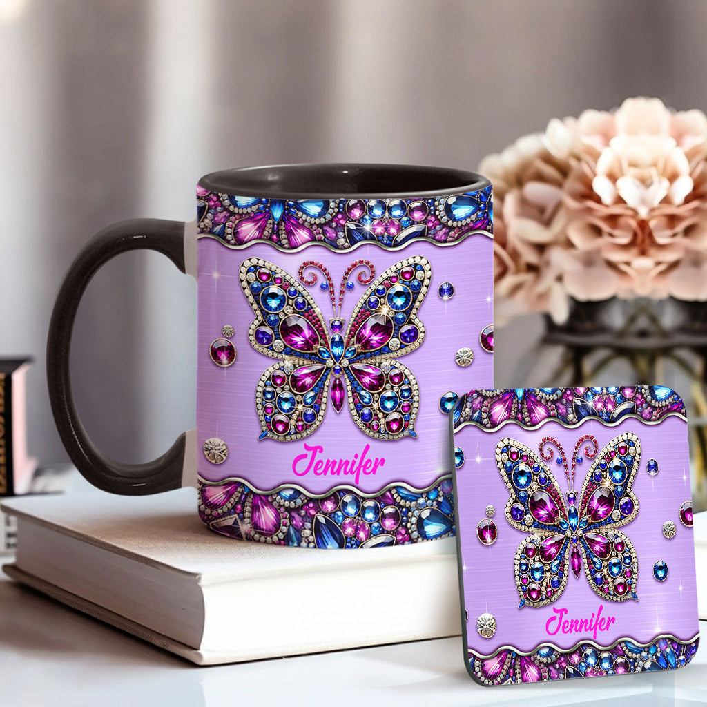 Mug personnalisé à motif papillon scintillant