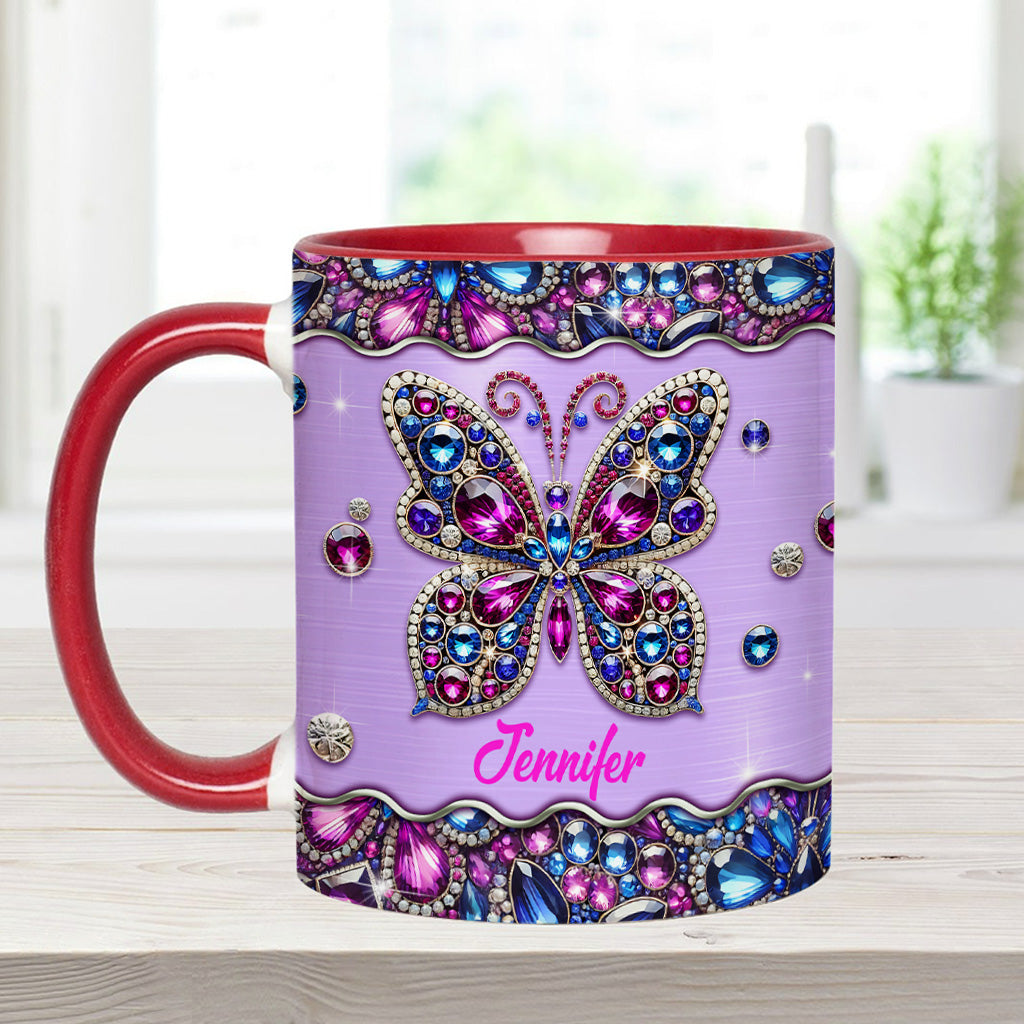 Mug personnalisé à motif papillon scintillant