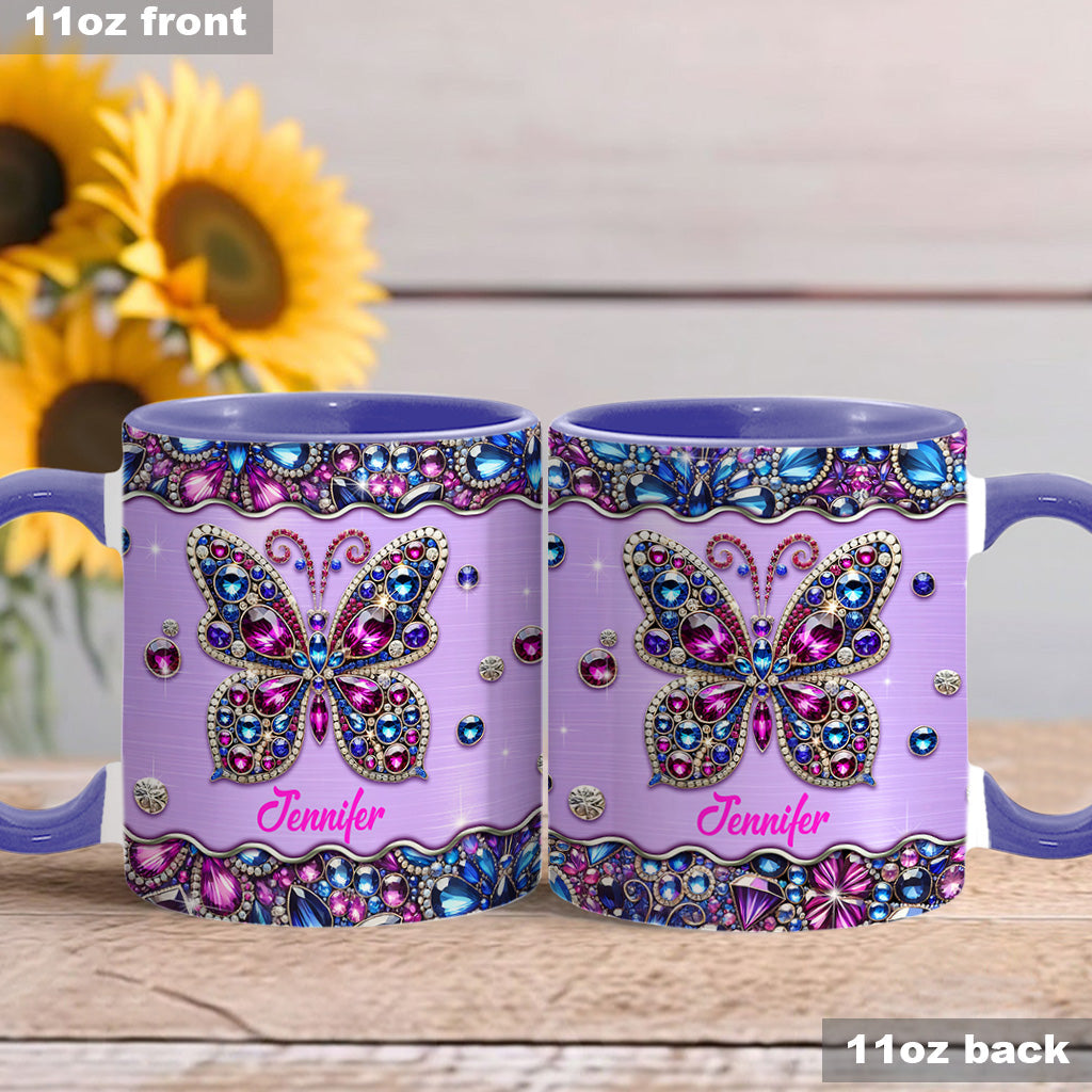 Mug personnalisé à motif papillon scintillant