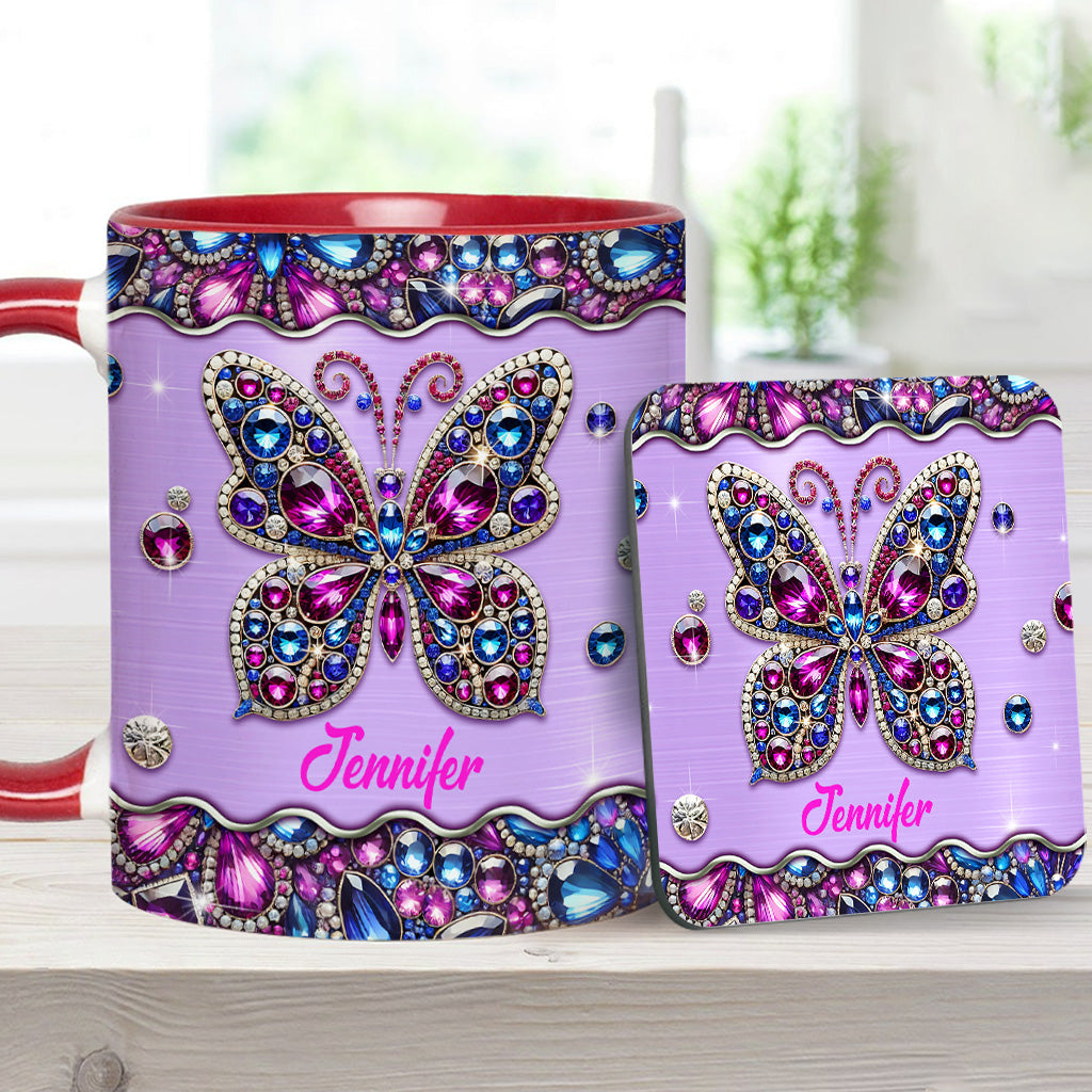 Mug personnalisé à motif papillon scintillant