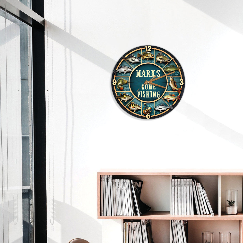 L'heure de la pêche - Horloge murale personnalisée sur le thème de la pêche