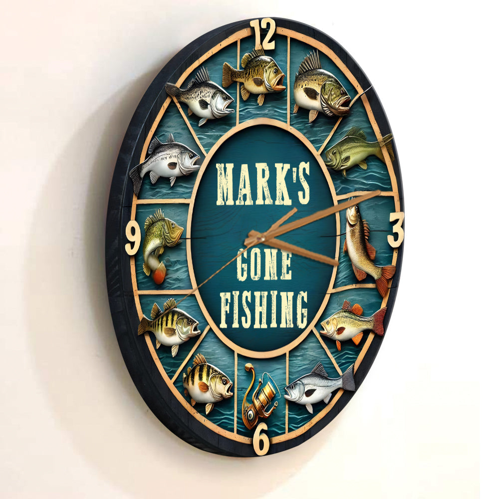 L'heure de la pêche - Horloge murale personnalisée sur le thème de la pêche