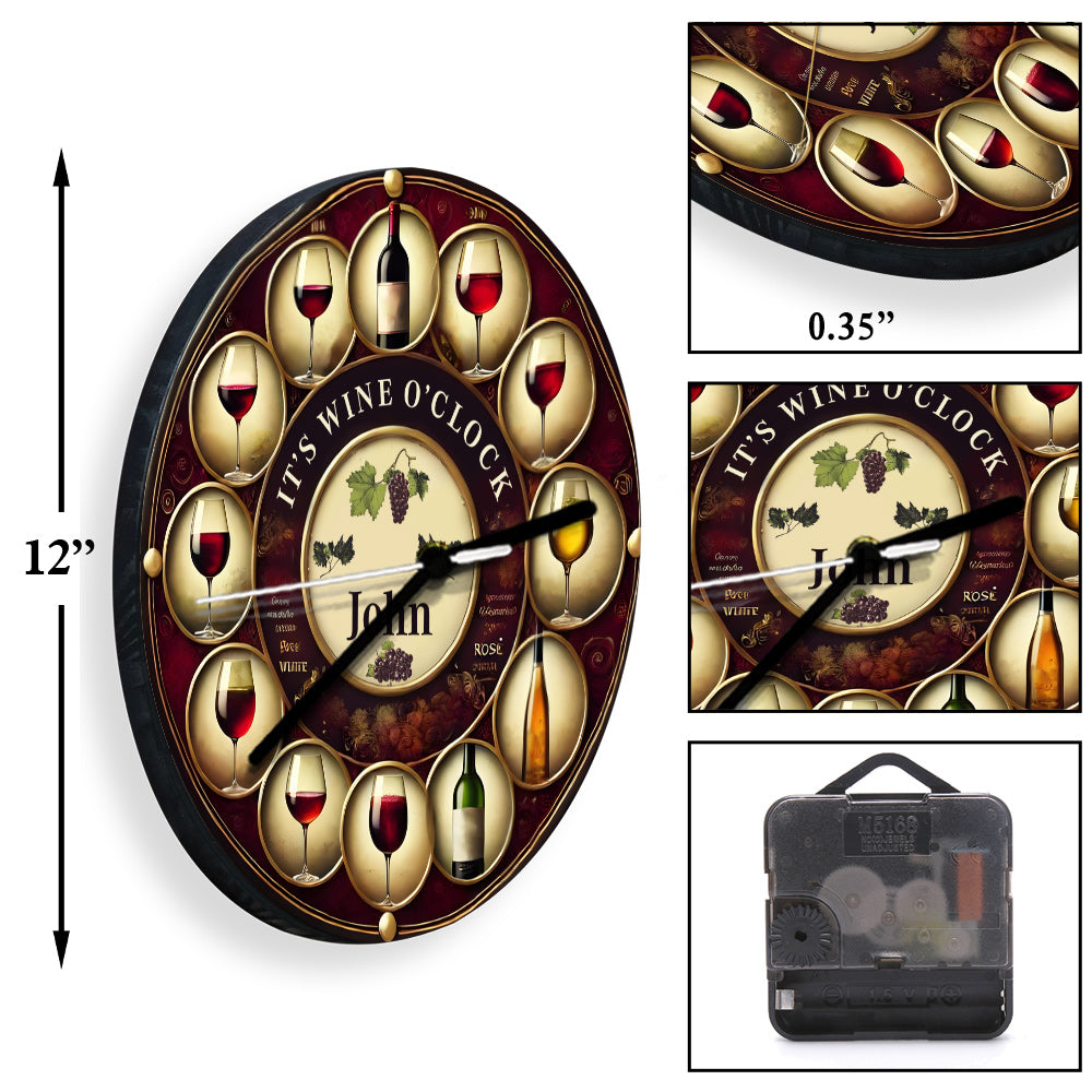 C'est l'heure du vin ! - Horloge murale personnalisée pour le vin