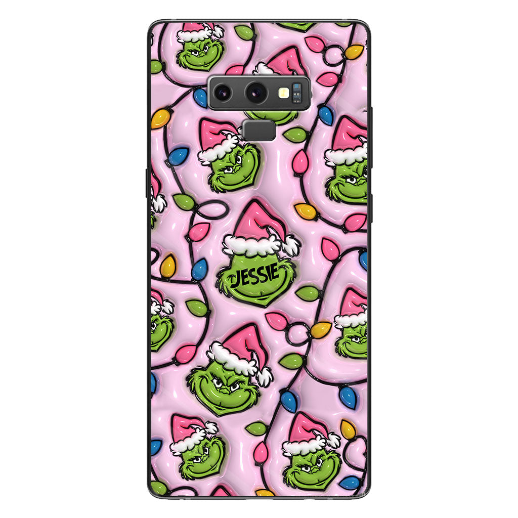 Étui de téléphone personnalisé vert et rose - motif étole de Noël