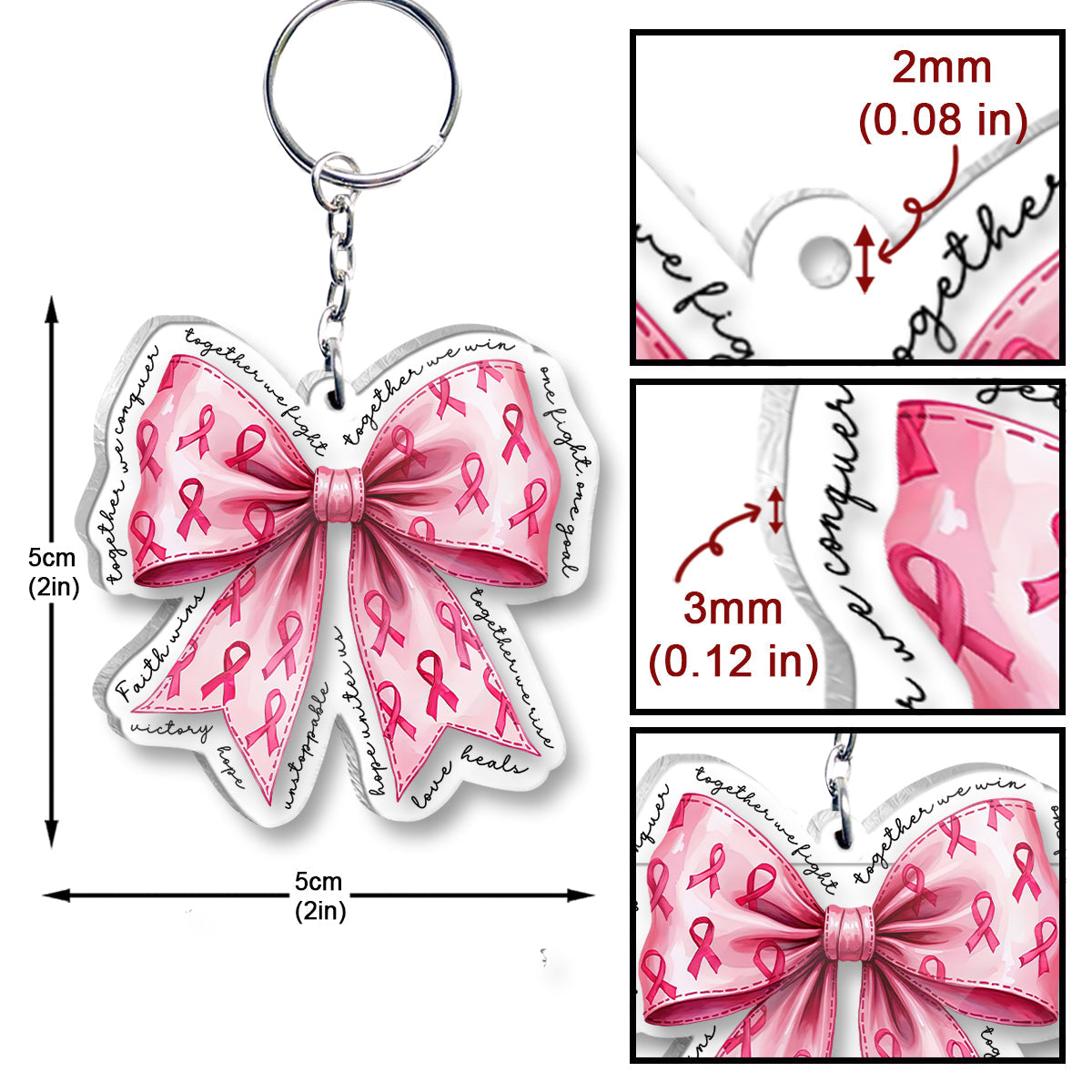 Together We Win - Breast Cancer Awareness Transparent Keychain