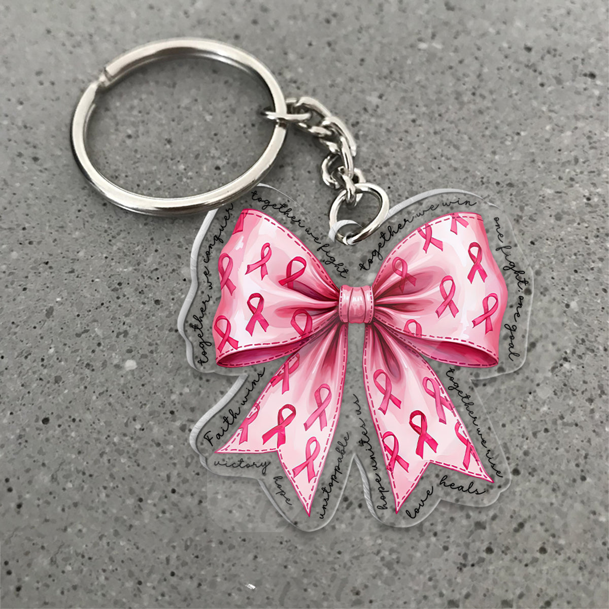 Together We Win - Breast Cancer Awareness Transparent Keychain
