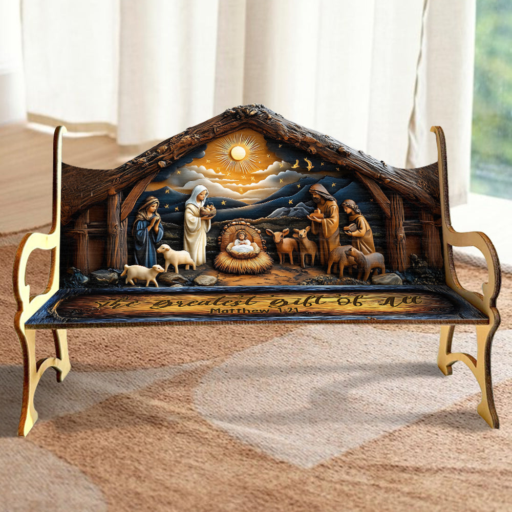 Le plus beau cadeau de tous - Banc en bois chrétien
