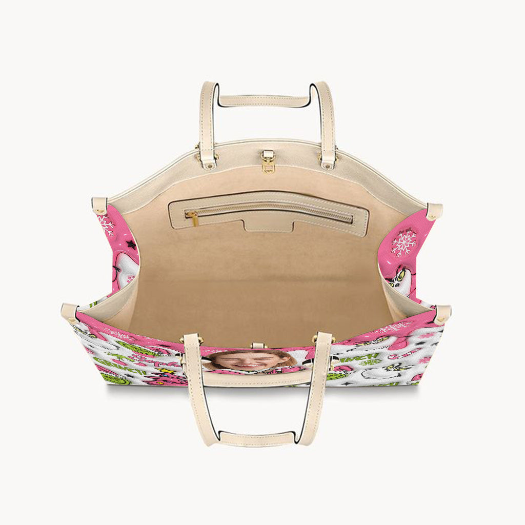 Joyeux Grinchmas - Étole de Noël personnalisée en cuir