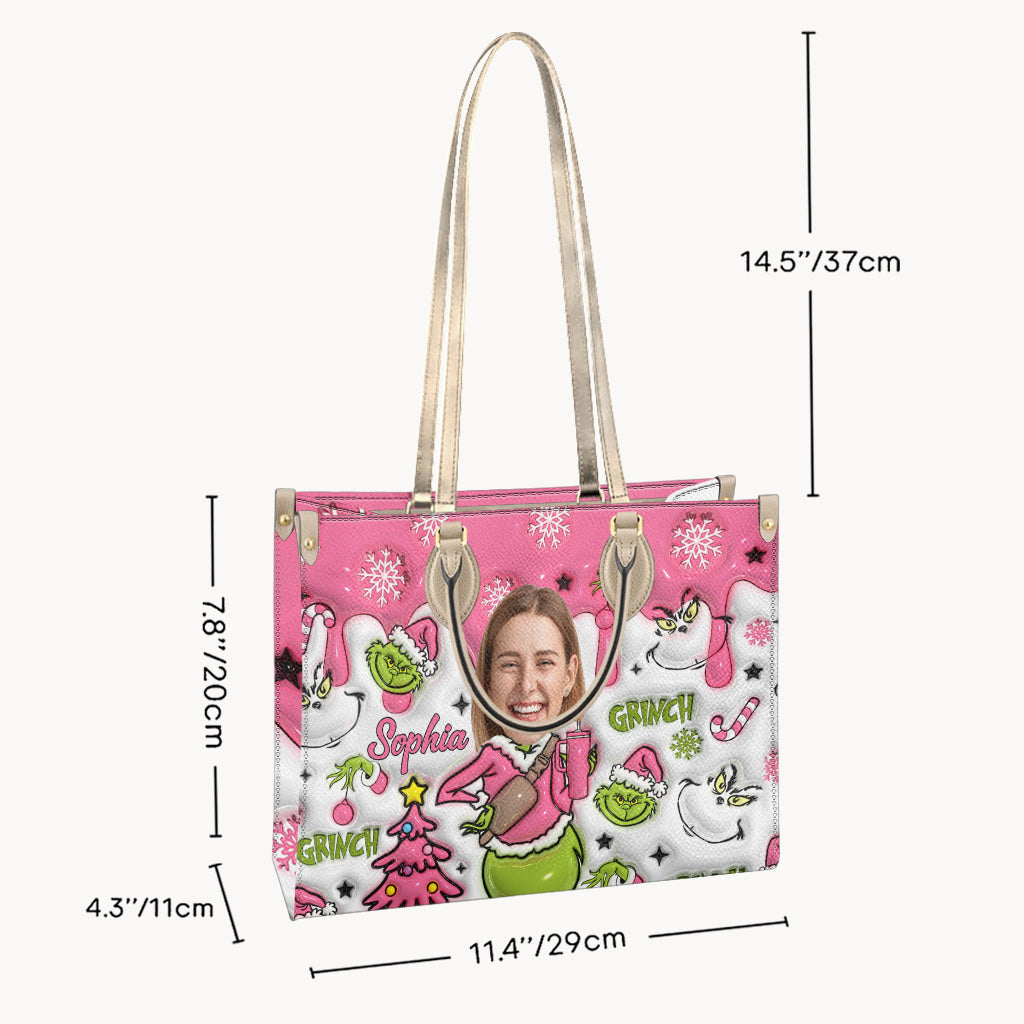 Joyeux Grinchmas - Étole de Noël personnalisée en cuir