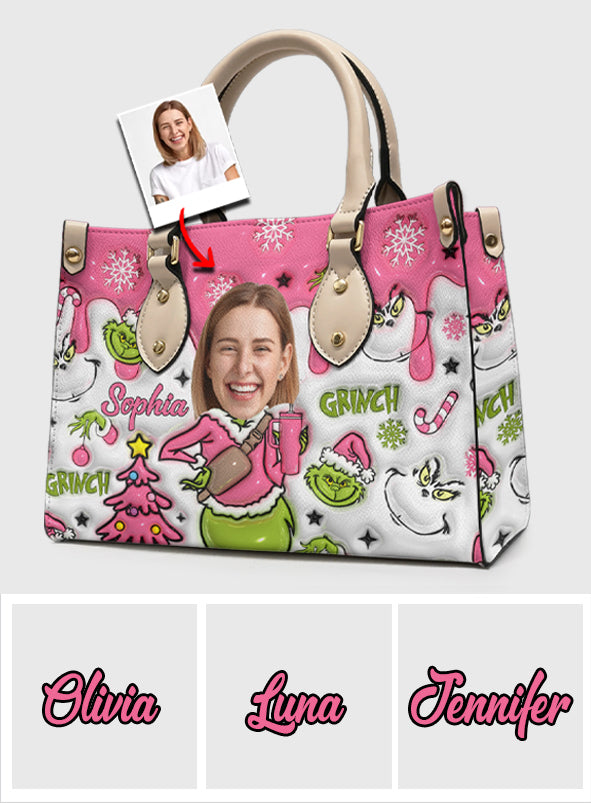 Joyeux Grinchmas - Étole de Noël personnalisée en cuir