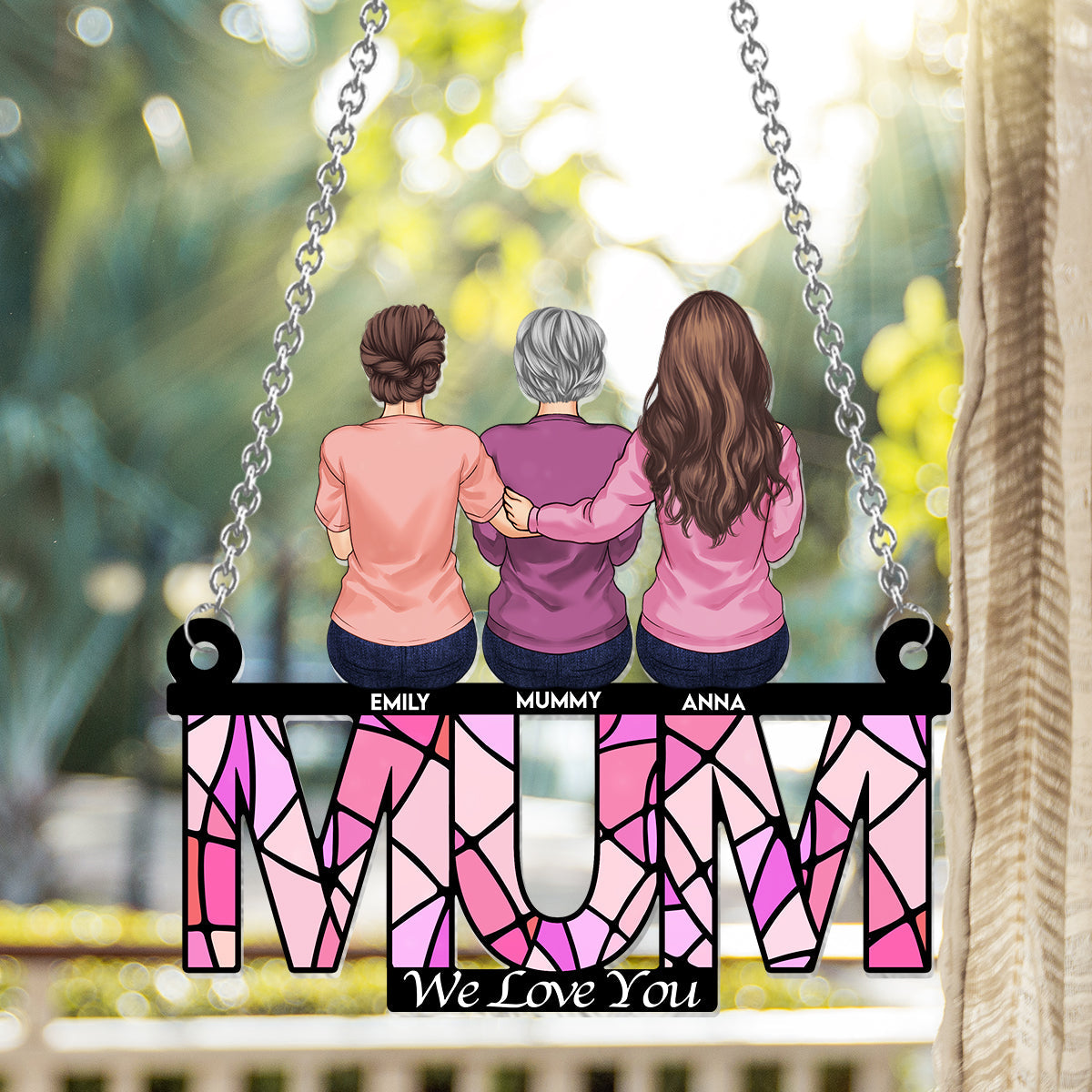 Maman, on t'aime - Attrape-soleil personnalisé à suspendre à la fenêtre 