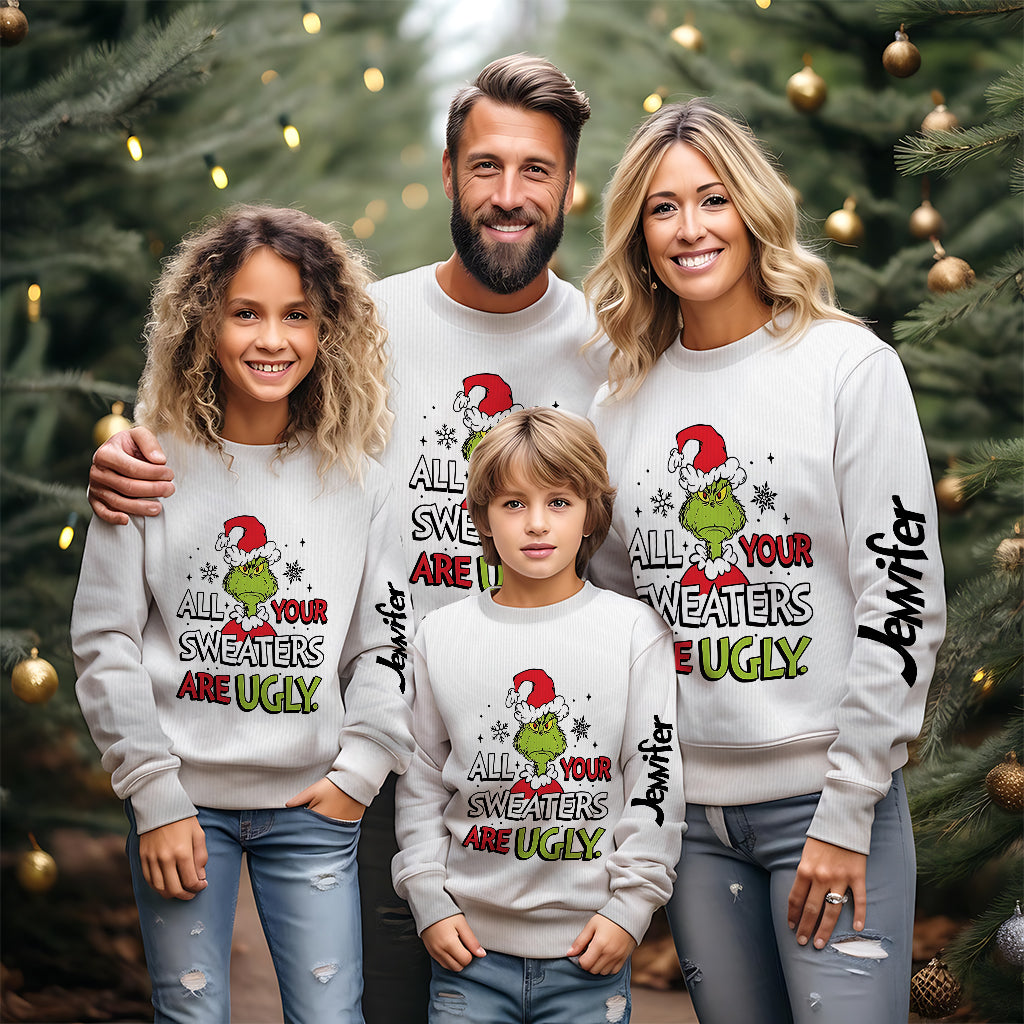 T-shirt « Tous les pulls sont moches » - Pull moche de Noël personnalisé