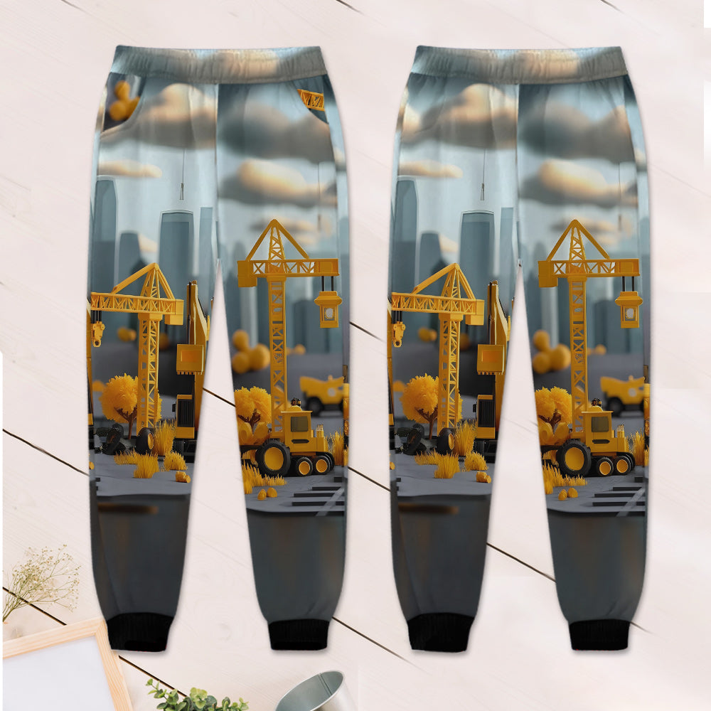 Construction Vehicle Alphabet Letters - Personalized Kid Kid Hoodie & Kid Jogger Sweatpants