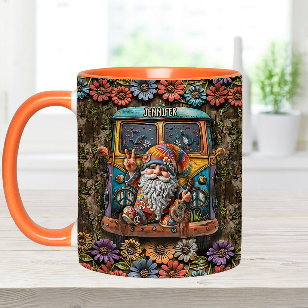 Mug personnalisé à l'effigie d'un gnome hippie pour les amoureux des hippies