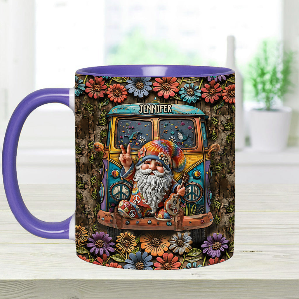 Mug personnalisé à l'effigie d'un gnome hippie pour les amoureux des hippies