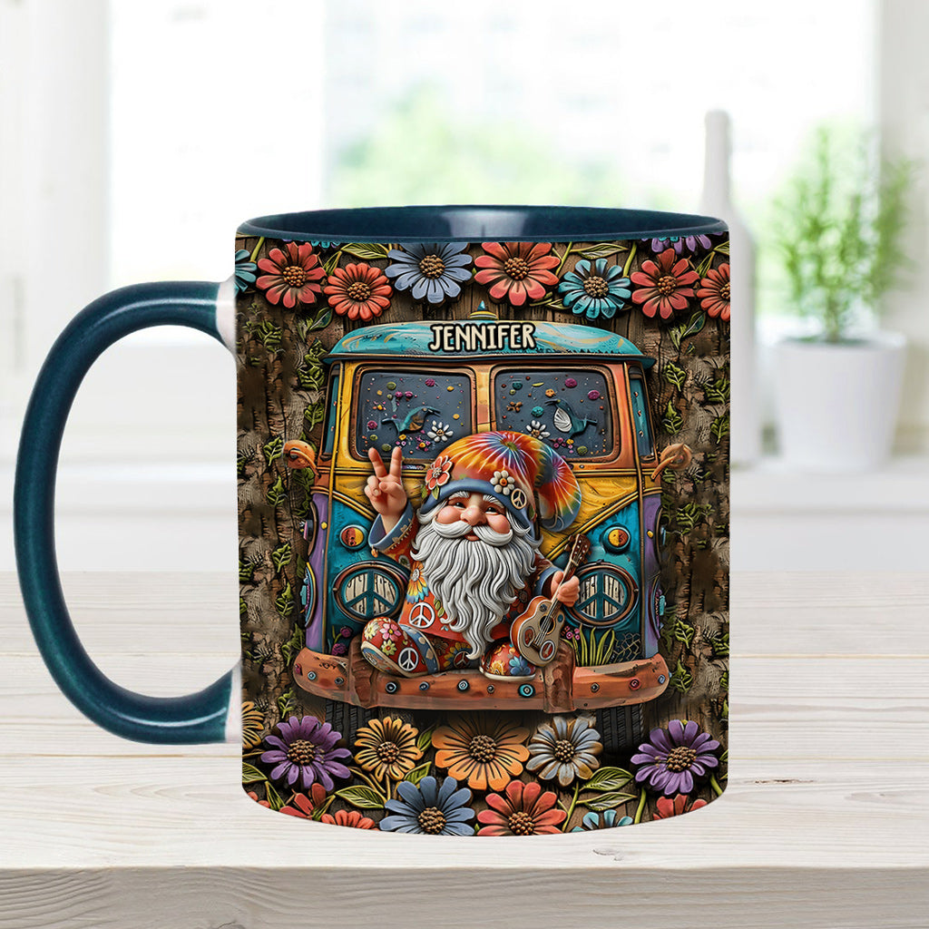 Mug personnalisé à l'effigie d'un gnome hippie pour les amoureux des hippies