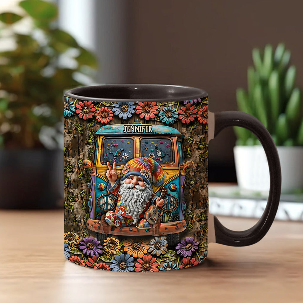 Mug personnalisé à l'effigie d'un gnome hippie pour les amoureux des hippies