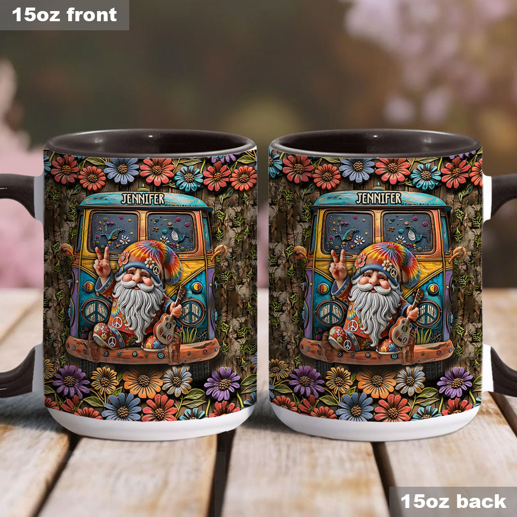 Mug personnalisé à l'effigie d'un gnome hippie pour les amoureux des hippies