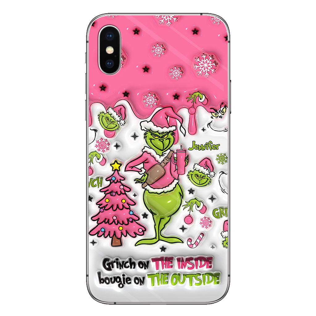 Le Grinch à l'intérieur - Coque de téléphone personnalisée avec étole de Noël
