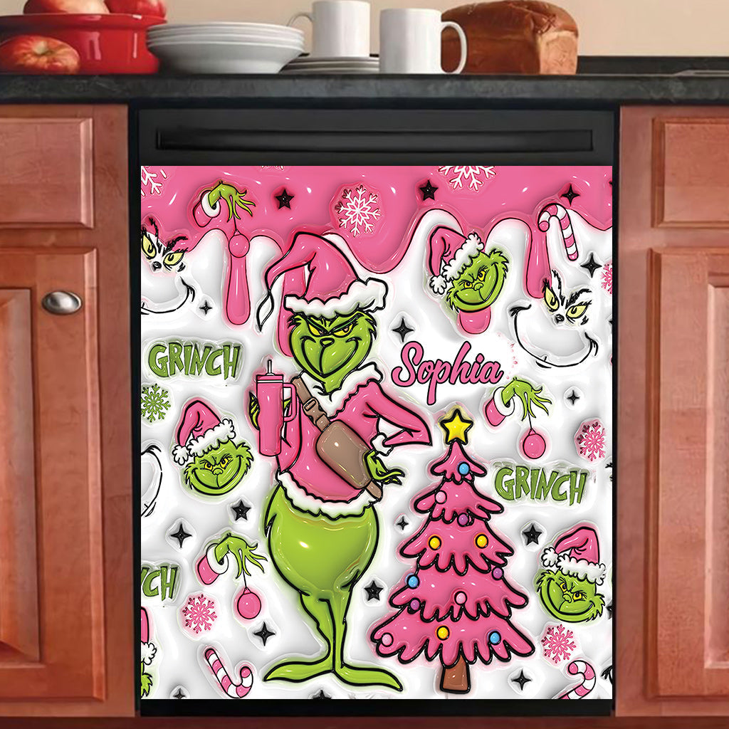 Joyeux Grinchmas - Housse de lave-vaisselle personnalisée avec étole de Noël