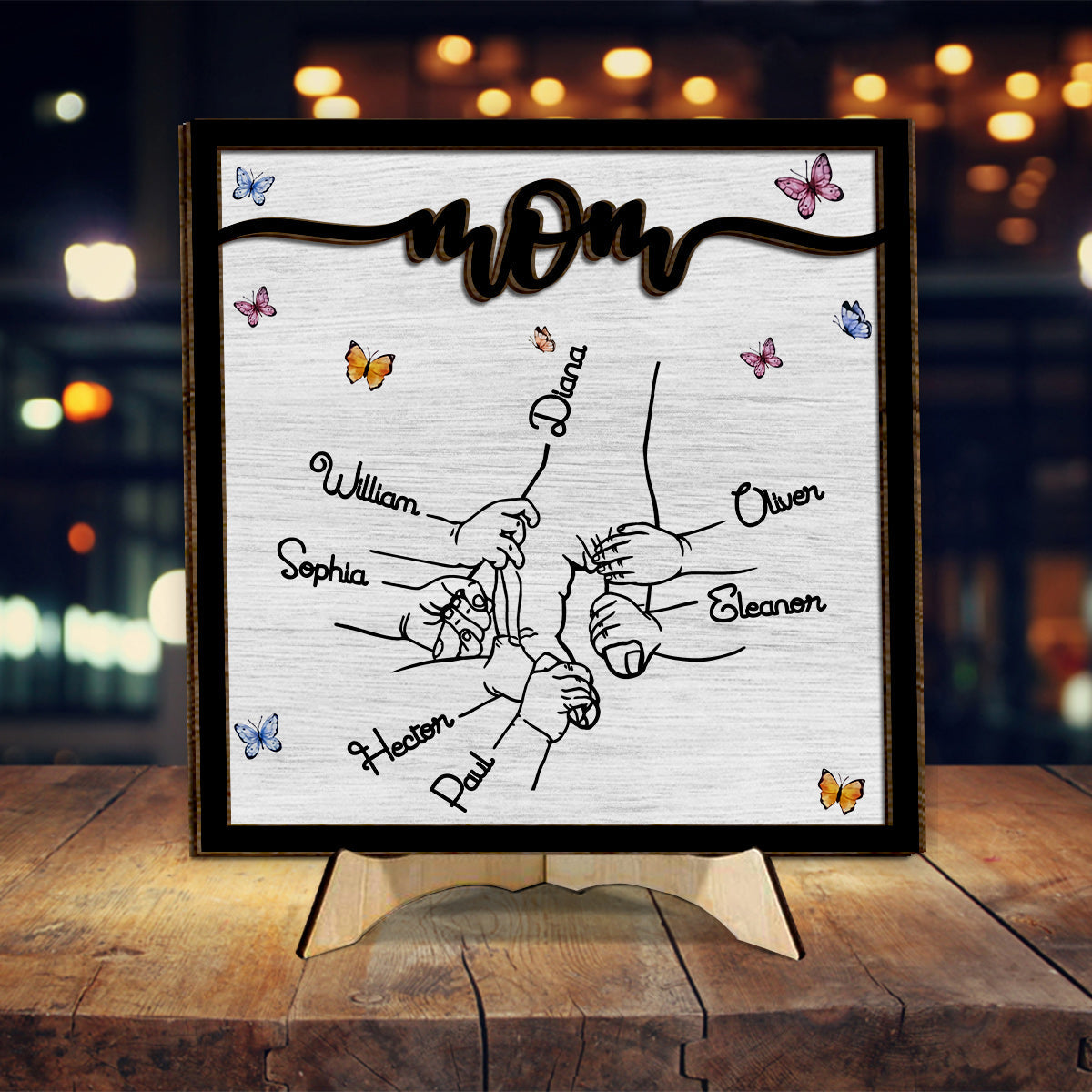 Tiens-moi la main - Plaque en bois personnalisée « Grand-mère » à 2 couches