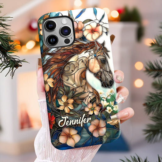 Coque de téléphone personnalisée « Amour des chevaux » avec motif intégral de cheval