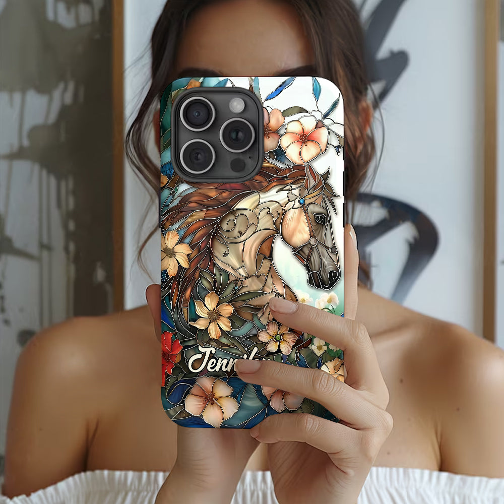 Coque de téléphone personnalisée « Amour des chevaux » avec motif intégral de cheval