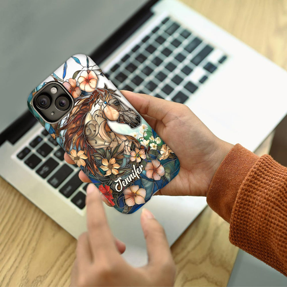 Coque de téléphone personnalisée « Amour des chevaux » avec motif intégral de cheval