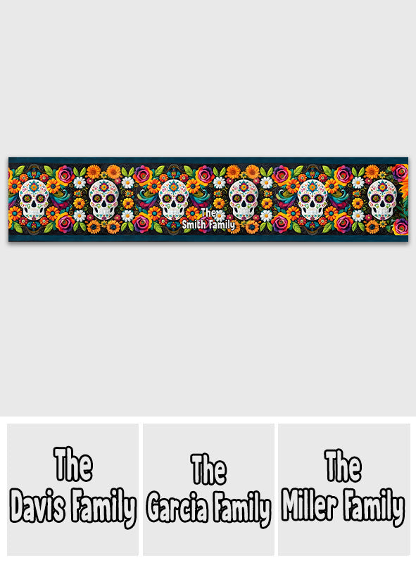 Chemin de table personnalisé en forme de crâne « Love Skulls »