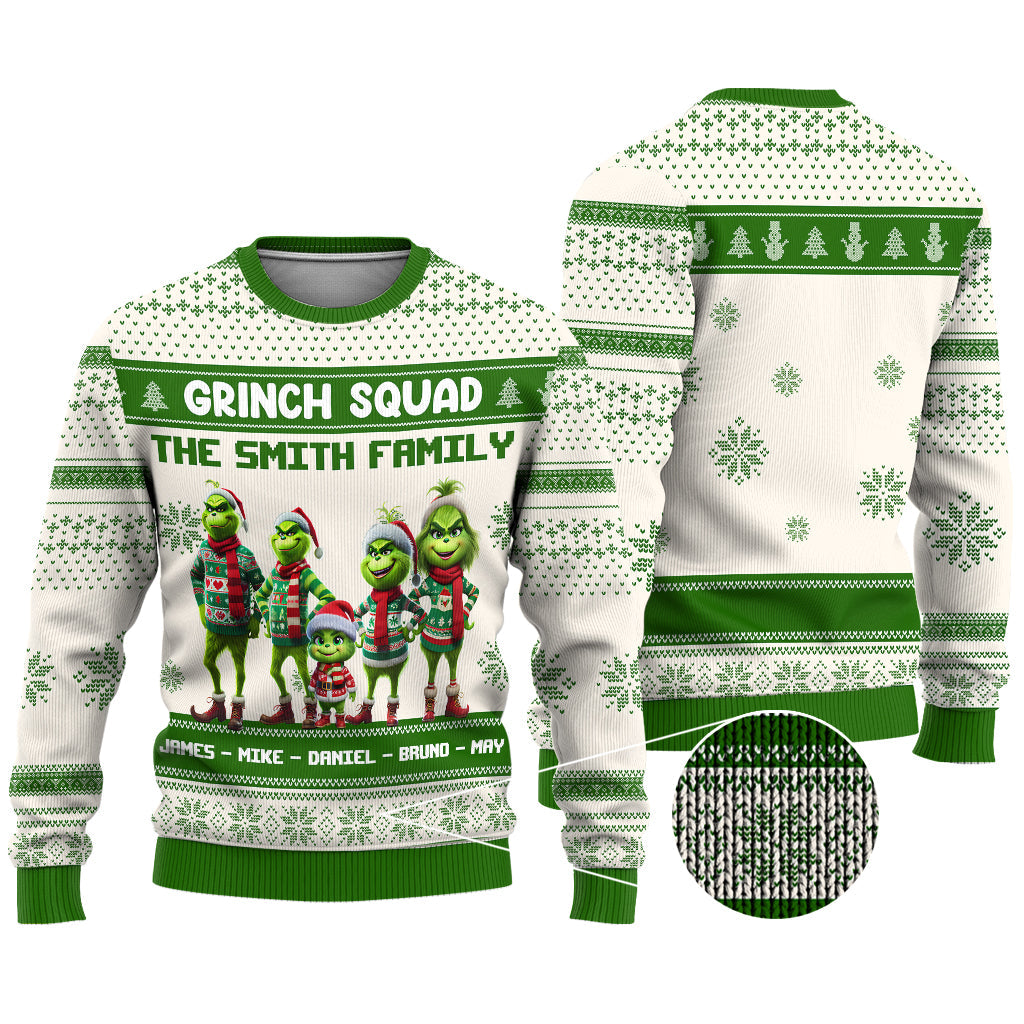 Équipe Grinch - Pull de Noël moche personnalisé avec étole
