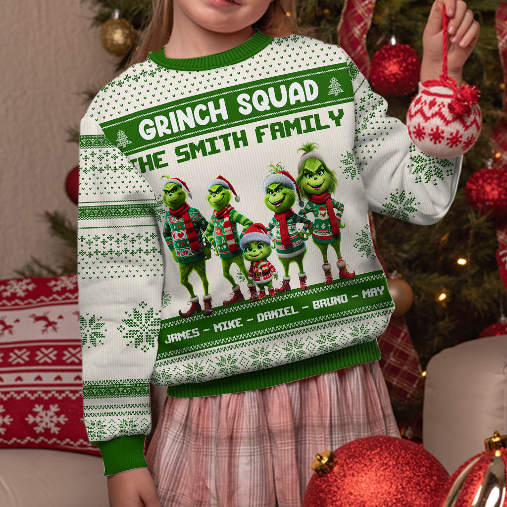 Équipe Grinch - Pull de Noël moche personnalisé avec étole