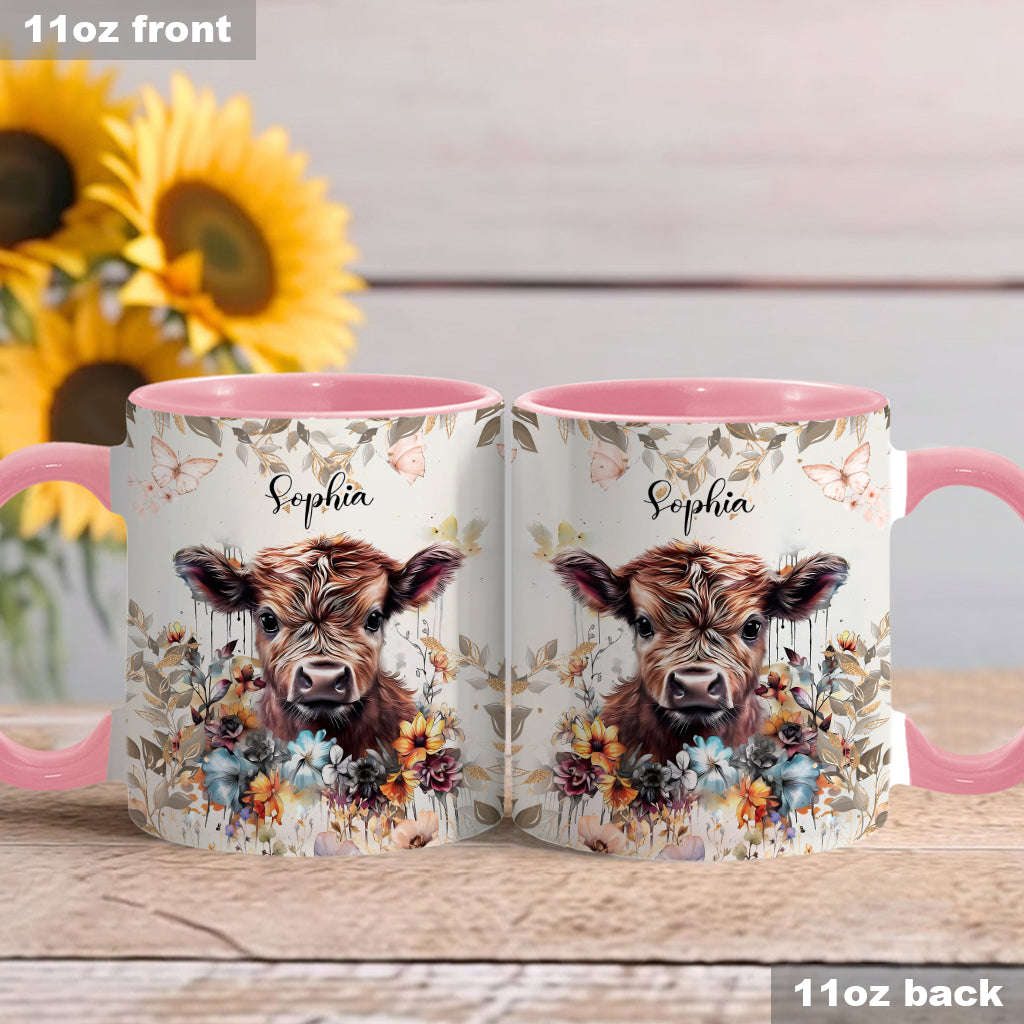 Mug personnalisé à motif vache florale