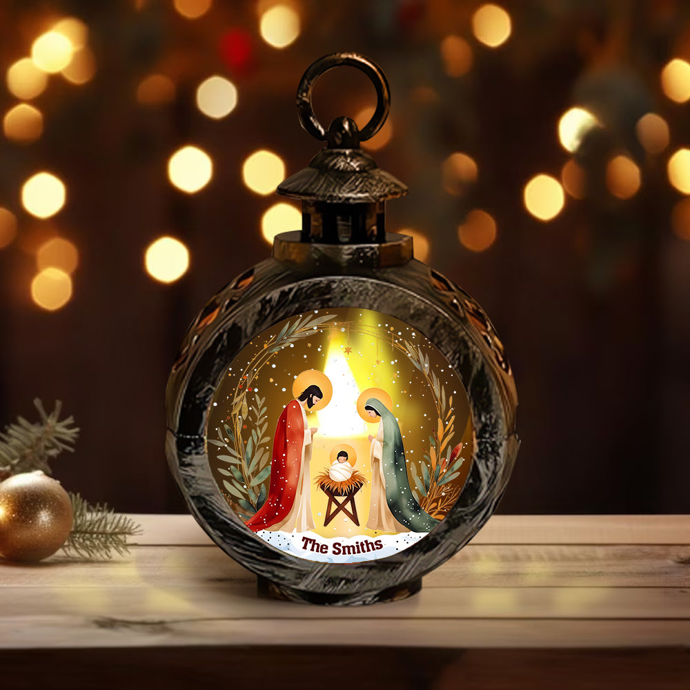 Nuit Sainte - Lanterne ronde chrétienne personnalisée avec lumière
