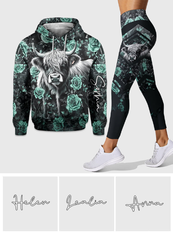 Purple Cow - Sweat à capuche et legging personnalisés Highland Cow
