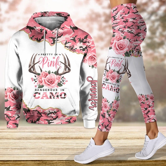 Pretty In Pink - Sweat à capuche et legging de chasse personnalisés