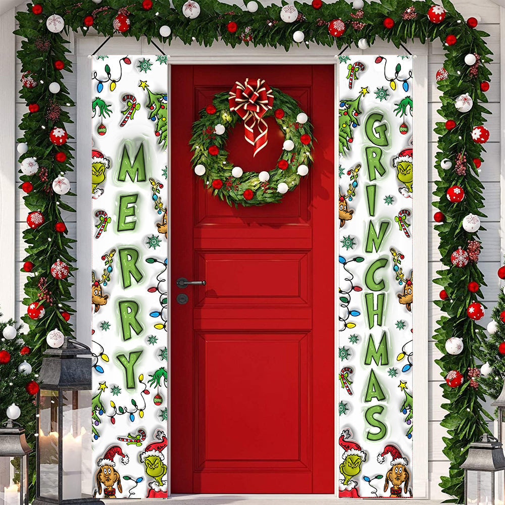 Joyeux Grinchmas - Panneau de porche personnalisé « Étole de Noël »