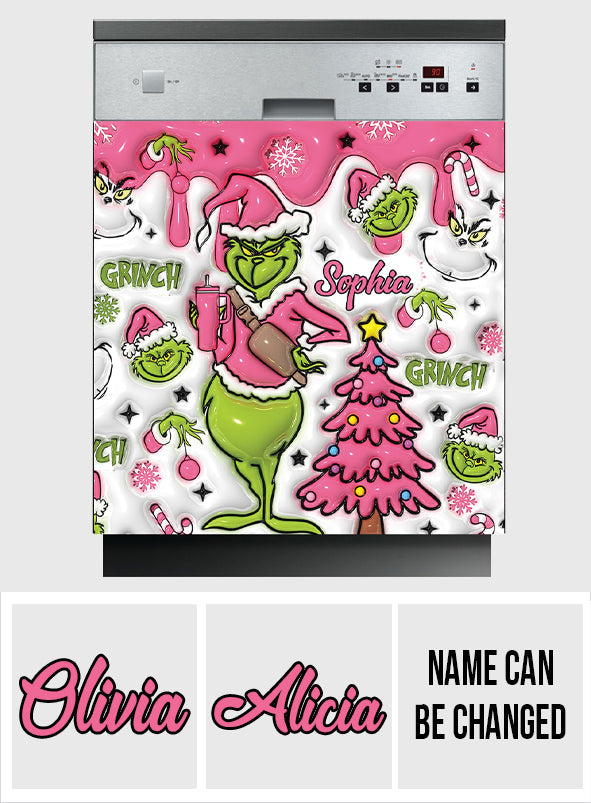 Joyeux Grinchmas - Housse de lave-vaisselle personnalisée avec étole de Noël